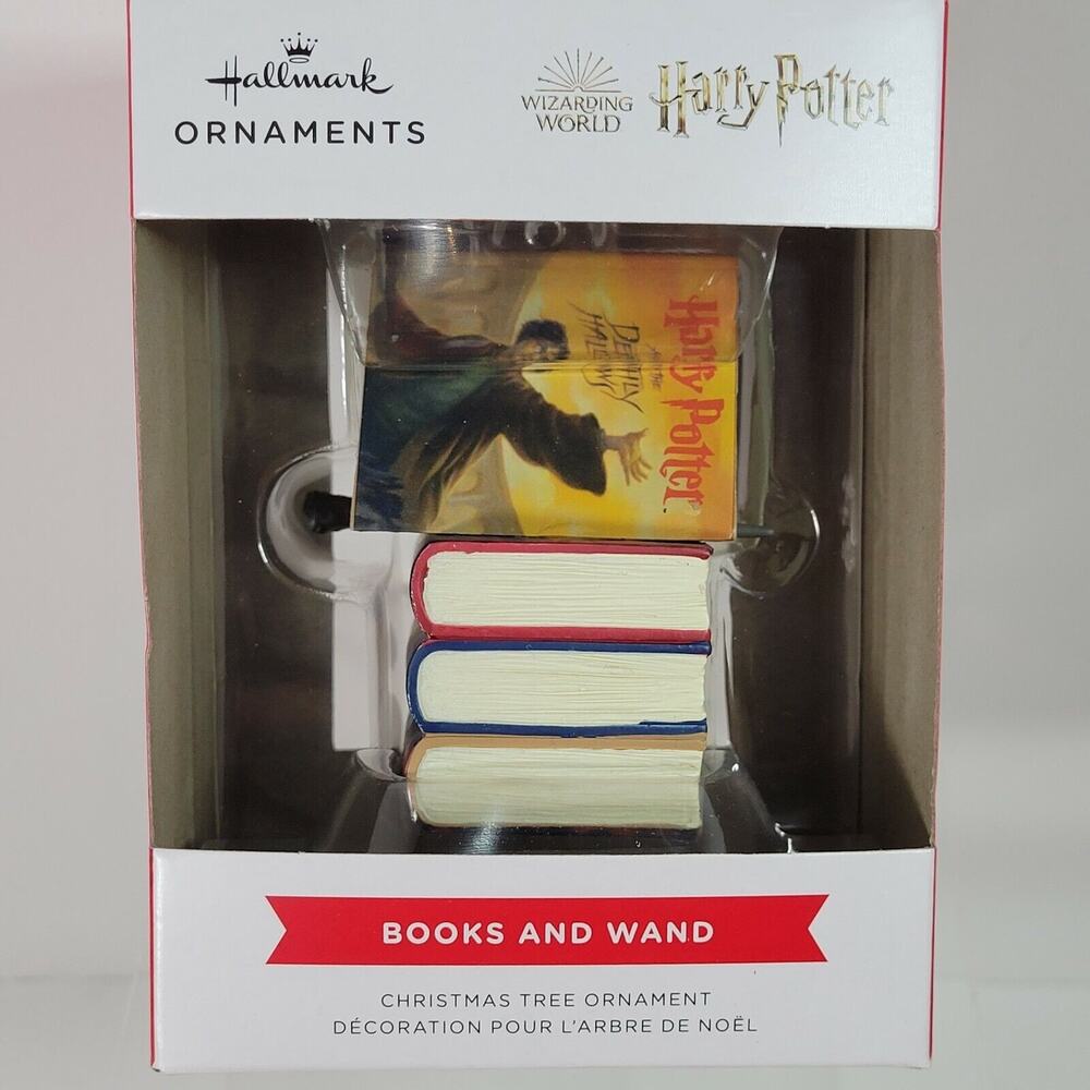 Hallmark Christmas Tree Ornament Harry Potter Books and Wand NIP 2021